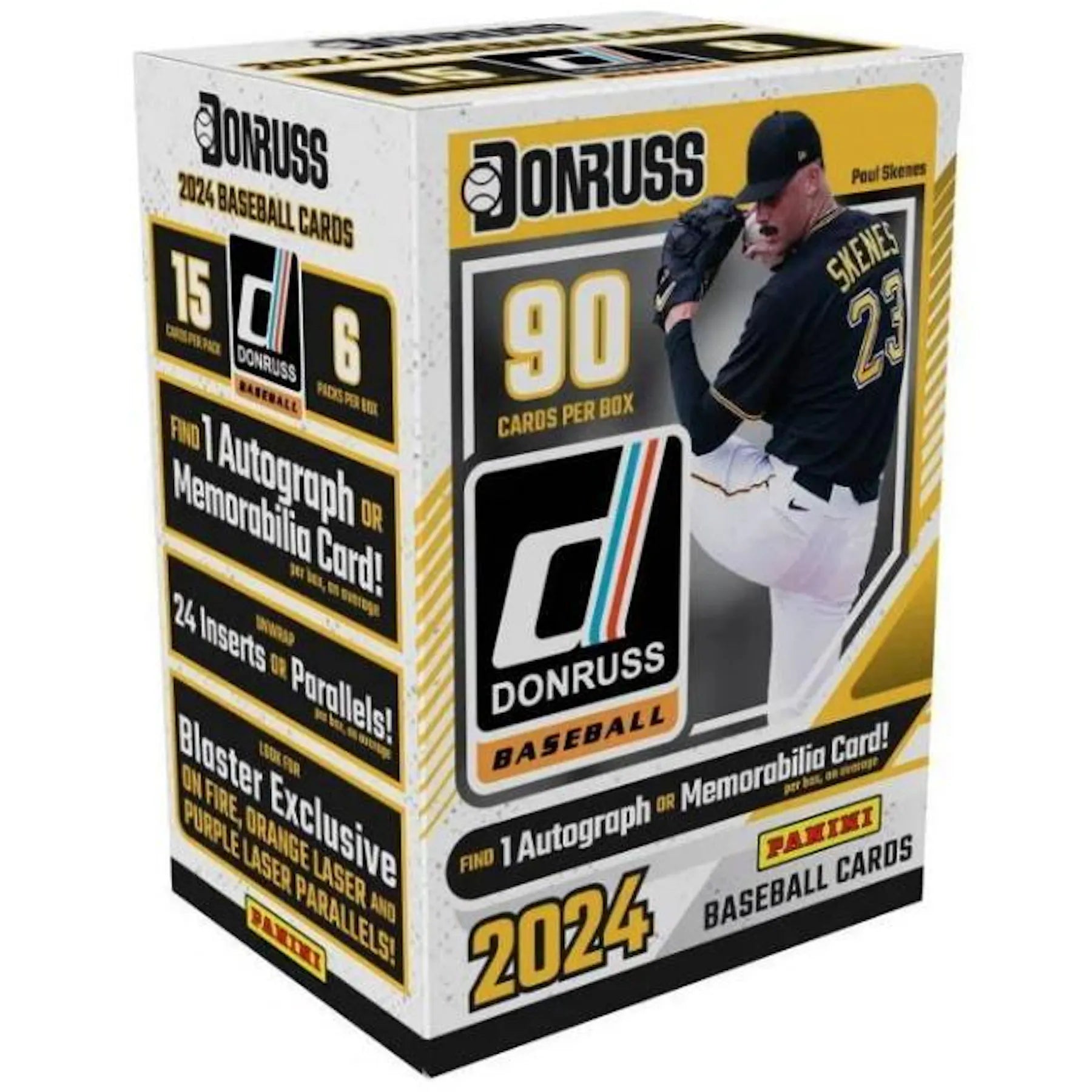 2024 Panini Donruss Baseball Blaster Box with 90 trading cards and memorabilia chances