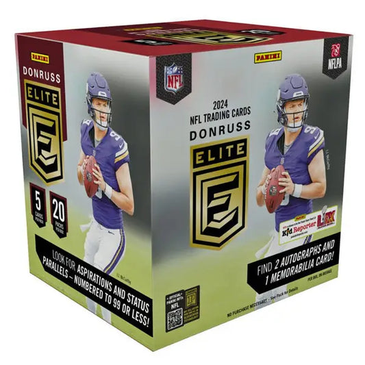 2024 Donruss Elite Football Hobby Box with Vikings player in purple uniform