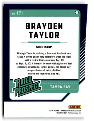 2024 Donruss Optic #171 Brayden Taylor NM Near Mint RC Rookie baseball card original gloss