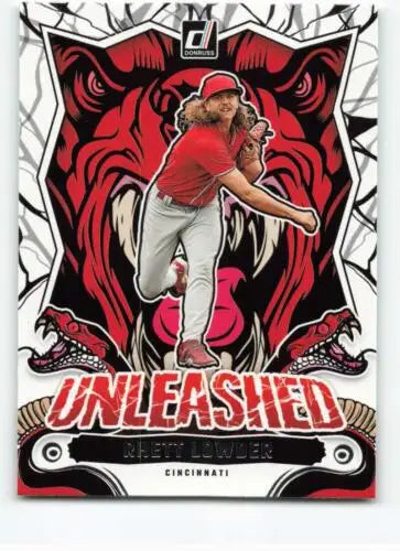 Rhett Lowder baseball card from 2024 Donruss Unleashed features original gloss design