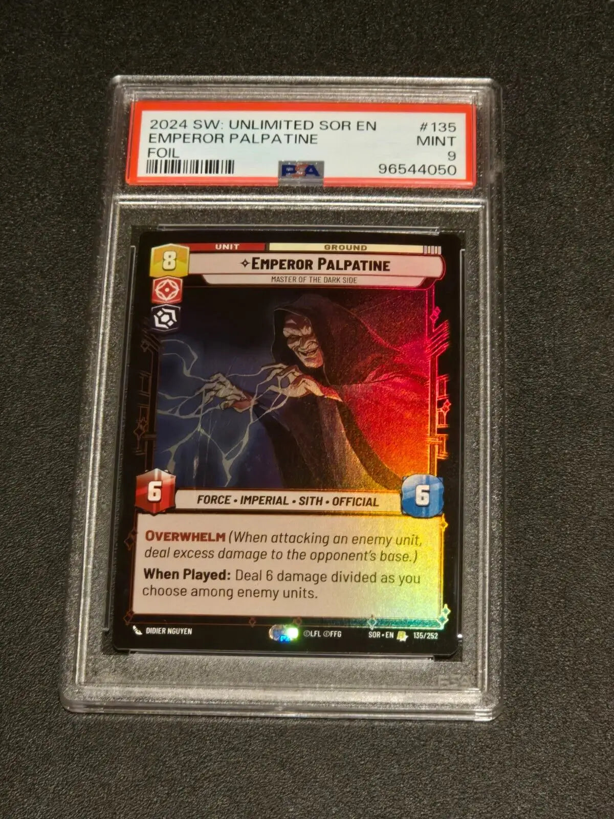 Graded Star Wars trading card of Emperor Palpatine, Master of the Dark Side PSA 9