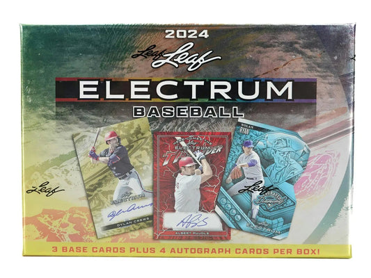 2024 Leaf Electrum Baseball Hobby Box showcasing autograph cards and player images