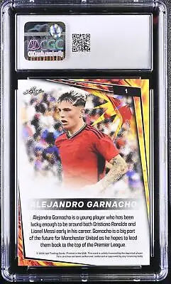 Alejandro Garnacho trading card from 2024 Leaf Soccer Blaster, rated CGC 8