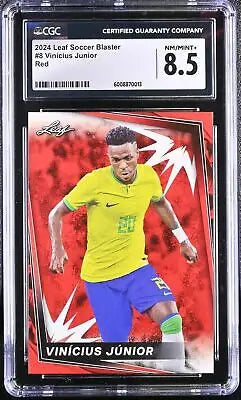 Graded Vinicius Junior soccer card from 2024 Leaf Soccer Blaster Vinicius Junior #8 Red