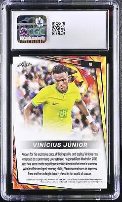 Graded Vinícius Júnior soccer card from 2024 Leaf Soccer Blaster Vinicius Junior #8 Red