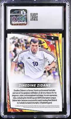 Zinedine Zidane trading card from 2024 Leaf Soccer Blaster CGC 8.5 Red Soccer edition