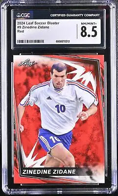 Graded Zinedine Zidane soccer card from 2024 Leaf Soccer Blaster CGC 8.5