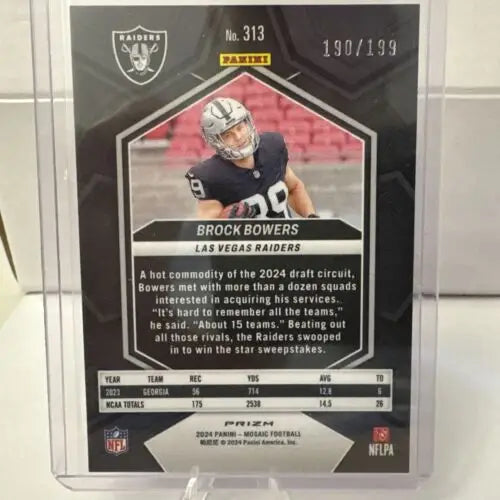 Mosaic Brock Bowers football card 2024 Rookie Las Vegas Raiders limited edition