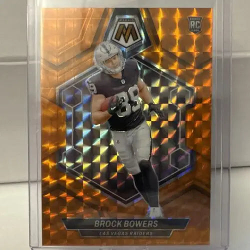 Mosaic Brock Bowers Orange football card from 2024 Las Vegas Raiders Rookie collection