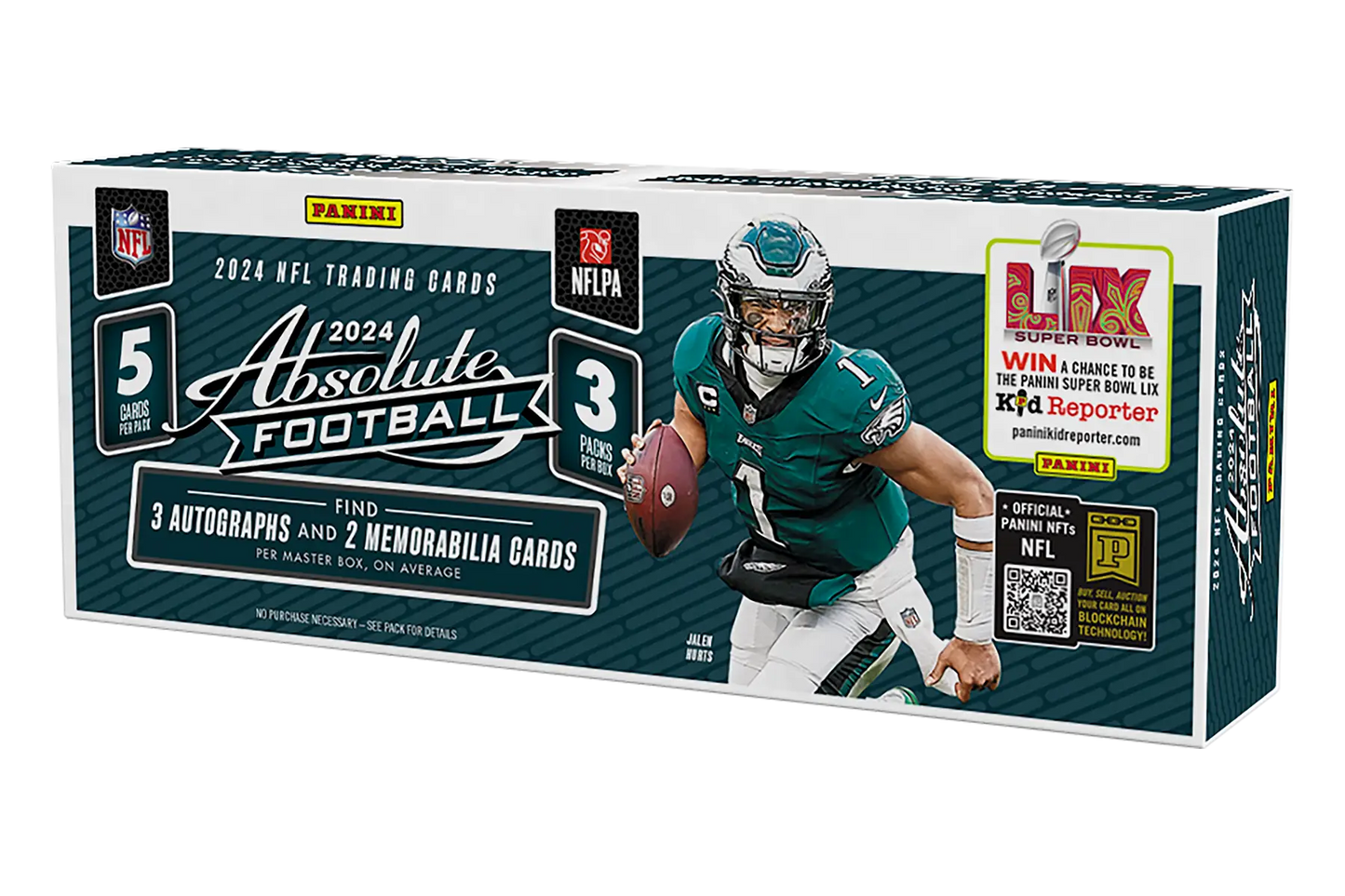 2024 Panini Absolute Football Hobby Box with Eagles player in green jersey