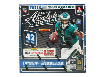 2024 Panini Absolute Football Mega Box featuring Philadelphia Eagles player in green uniform