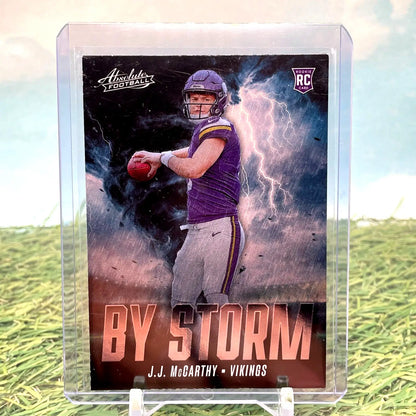 J.J. McCarthy 2024 Panini Absolute Storm Rookie football card #BS-JMY Vikings