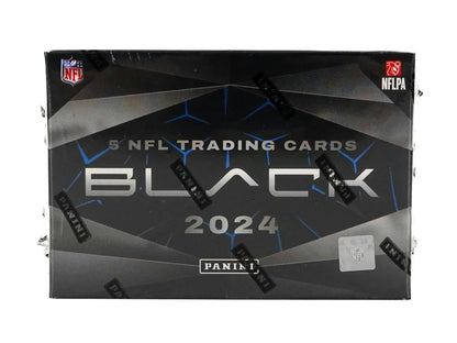 NFL Black 2024 trading card box featuring rookie patch autograph in dark metallic design