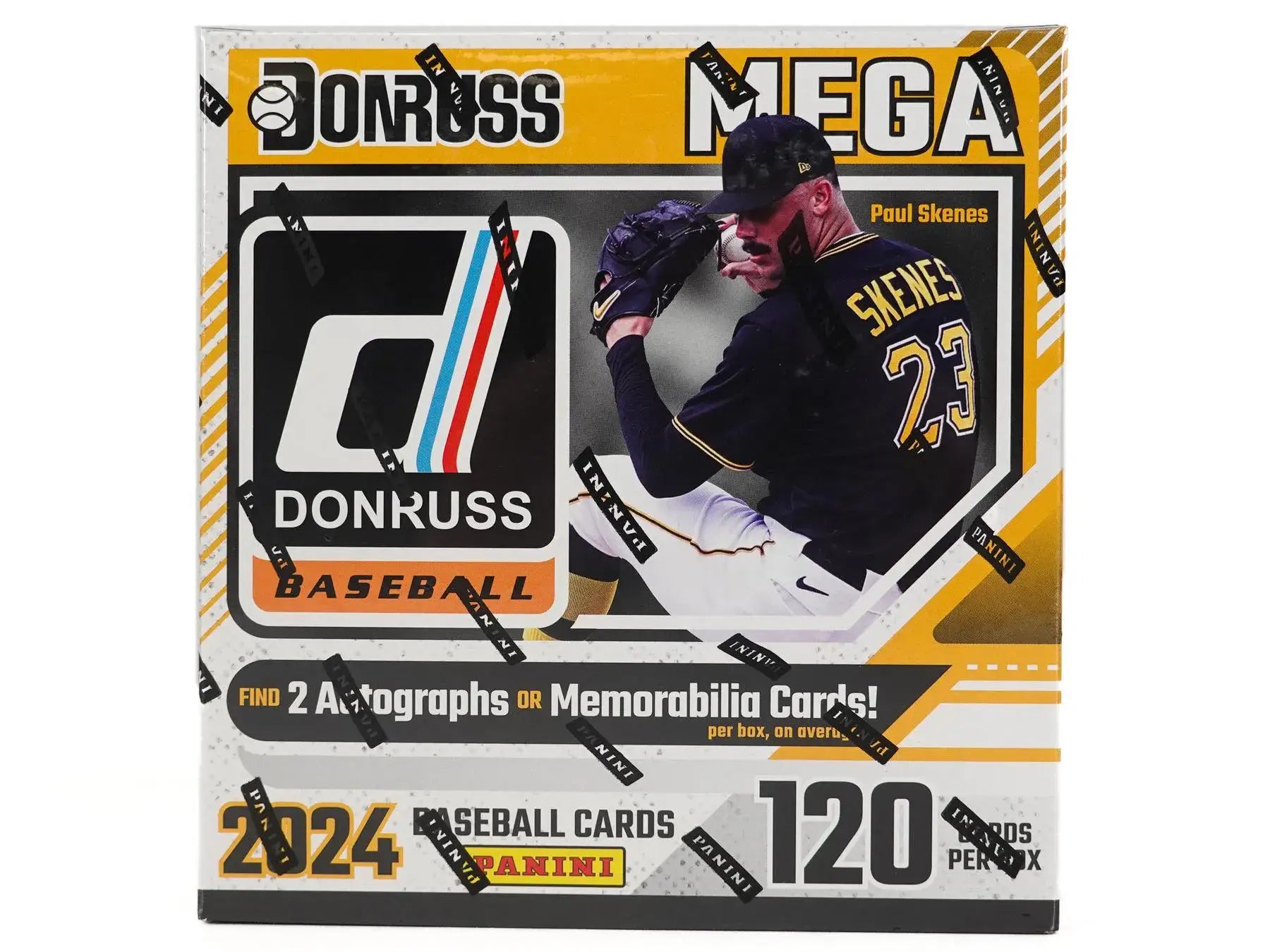 2024 Panini Donruss Baseball Mega Box featuring player in black jersey number 23 trading cards