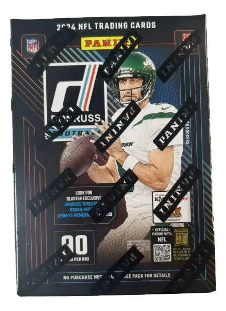 2024 Panini Donruss Football Blaster Box with Jets player trading cards display