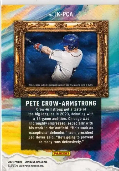 Baseball trading card of Pete Crow-Armstrong in Panini Donruss Jersey Kings Blue Ice design