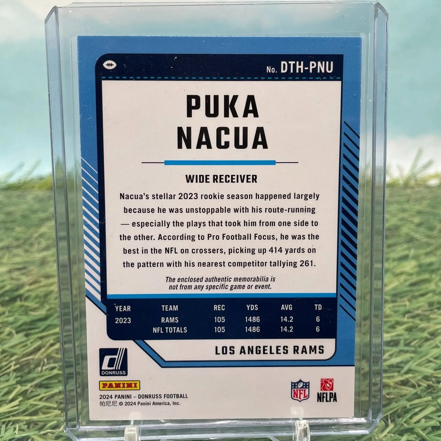 Football trading card for Rams Puka Nacua from 2024 Panini Donruss collection