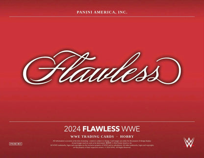 Stylized Flawless logo in silver script on red, featuring eight autographs and two gems