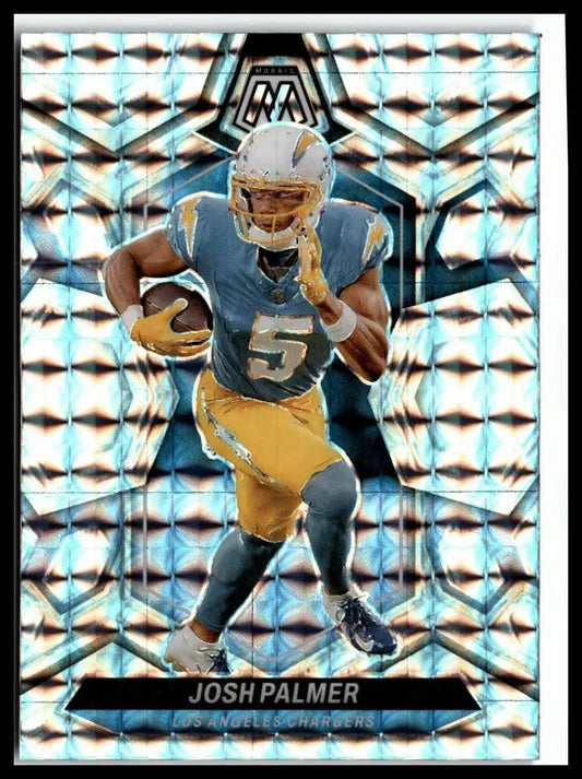 Josh Palmer Silver football card from 2024 Panini Mosaic Los Angeles Chargers collection