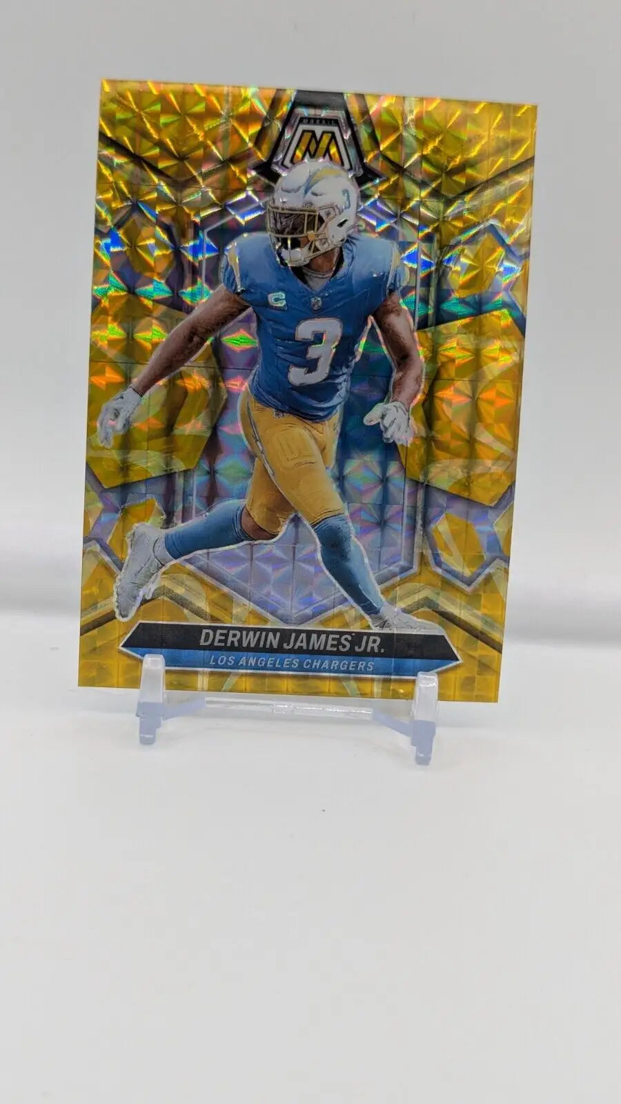 2024 Panini Mosaic Derwin James Jr. Reactive Yellow Football Card #126 Chargers