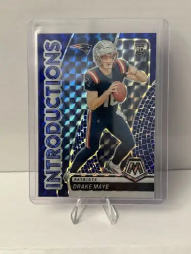 2024 Panini Mosaic Drake Maye Introductions Blue Rookie RC card for Patriots QB