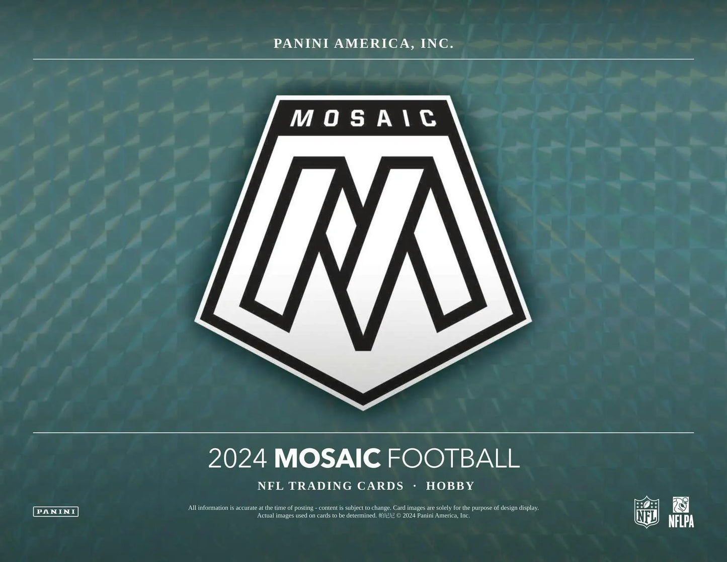 Black and white M logo on shield for Mosaic Football trading cards in Hobby Box