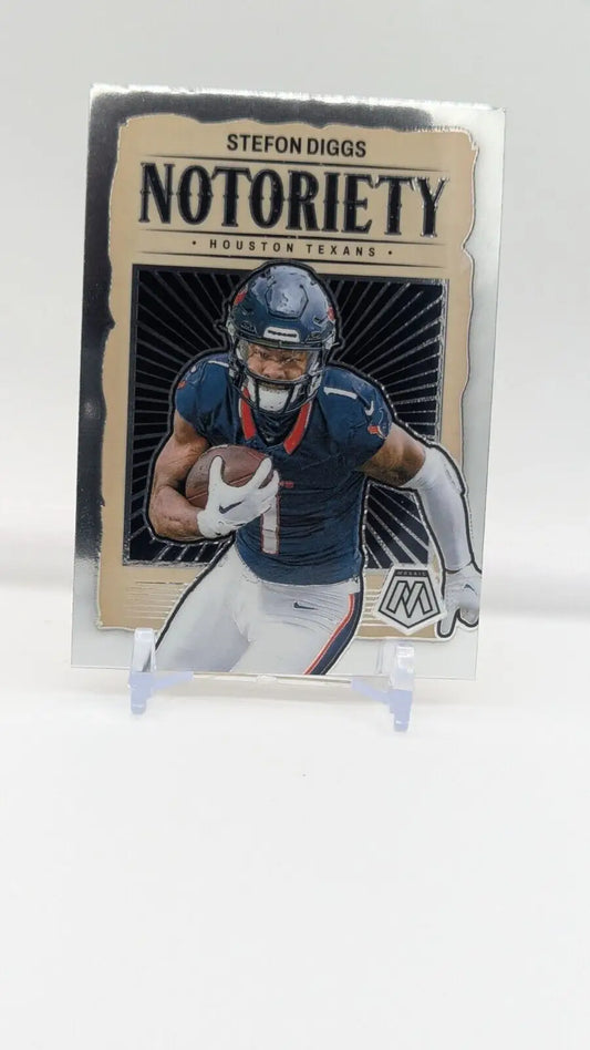 Stefon Diggs football card from Panini Mosaic Notoriety featuring Houston Texans