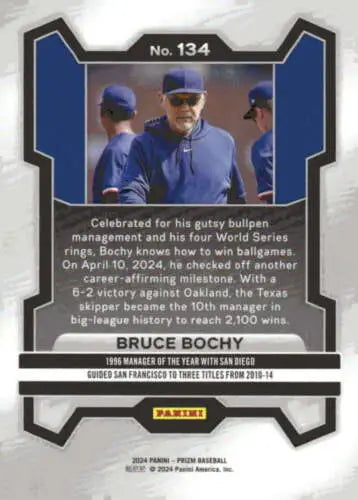 Bruce Bochy baseball card from 2024 Panini Prizm with original gloss finish