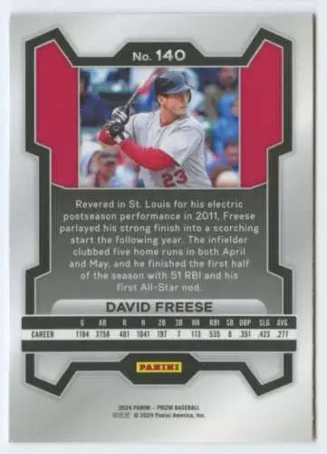 David Freese baseball card from 2024 Panini Prizm in original gloss finish