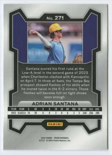 2024 Panini Prizm #271 Adrian Santana baseball card showcasing original gloss quality