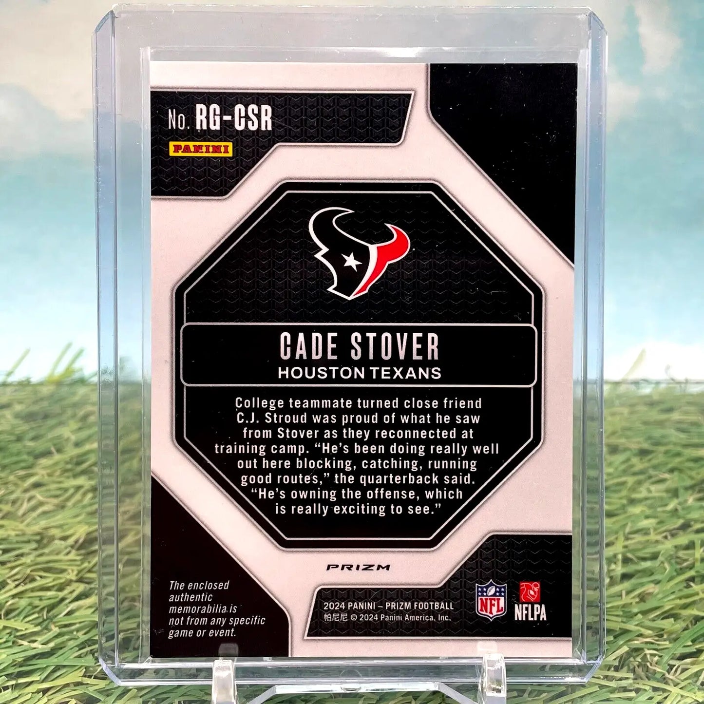 Cade Stover football card featuring Rookie Gear from 2024 Panini Prizm collection