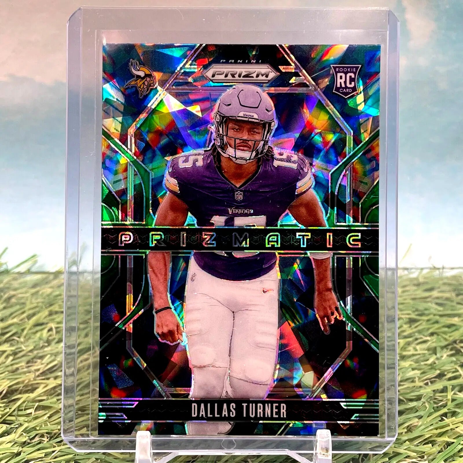 Dallas Turner football card featuring Green Cracked Ice from Panini Prizm 2024