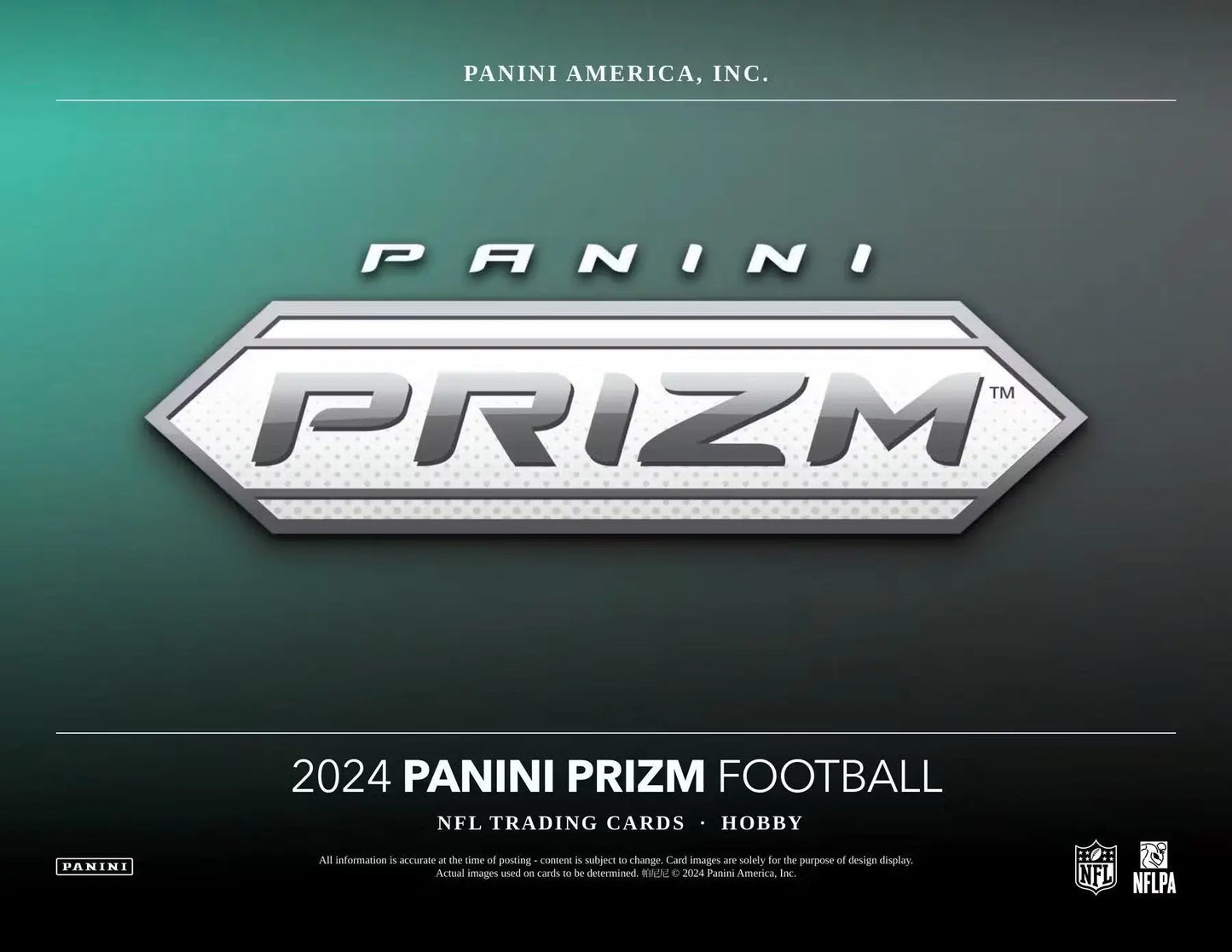 Silver metallic Panini Prizm Football logo featuring ten numbered prizms and two autographs