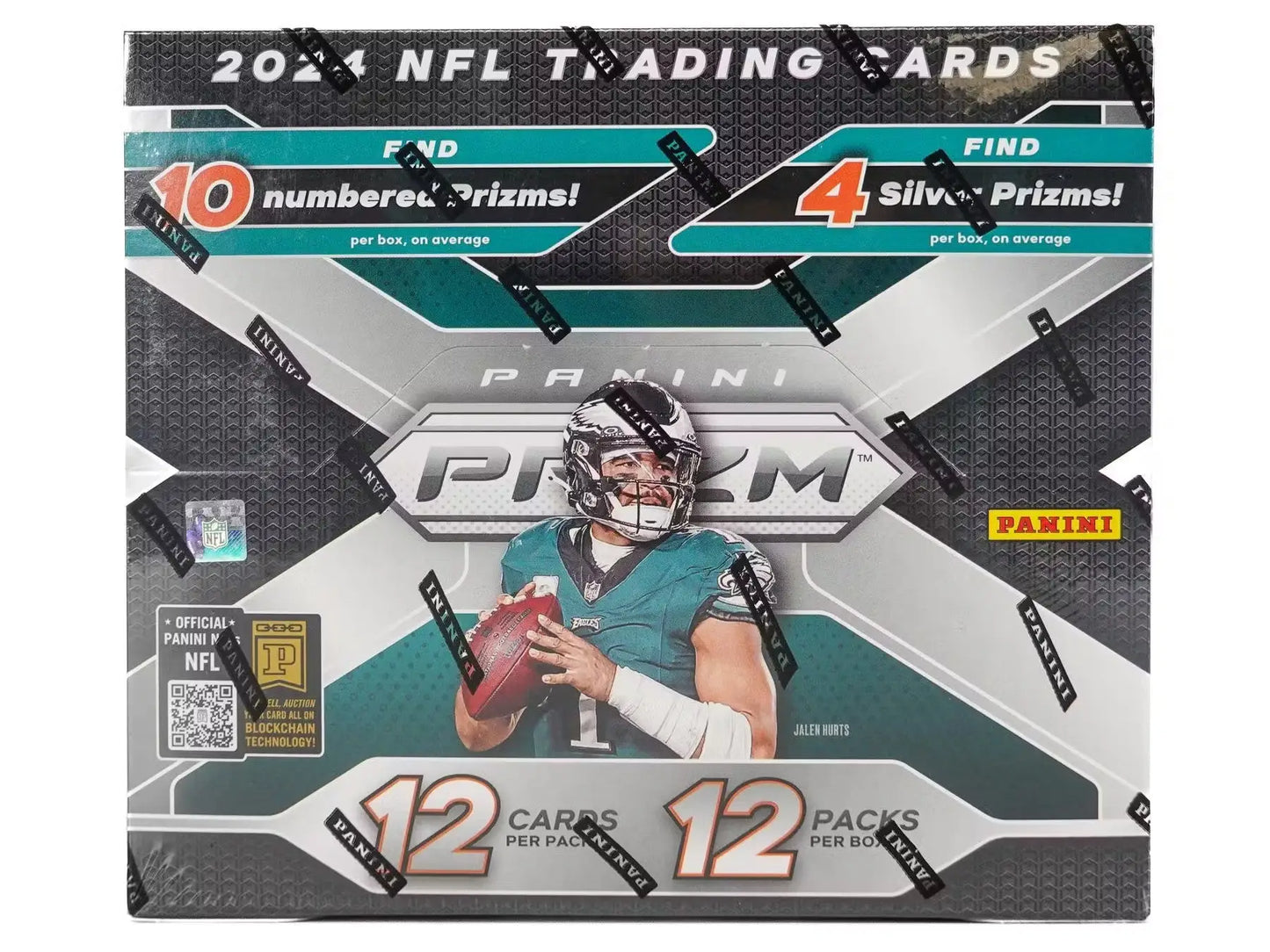 2021 NFL Panini Prizm football trading card box with color blast, ten numbered prizms, two autographs