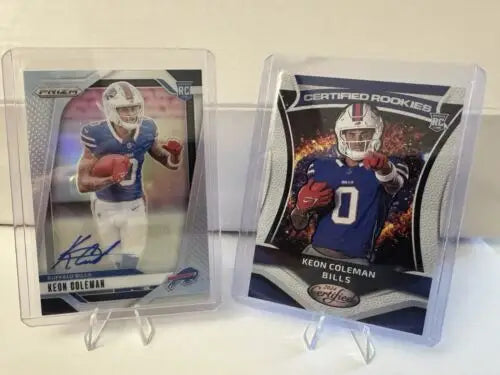 Two Keon Coleman Panini Prizm Silver Prizm football cards from the Buffalo Bills