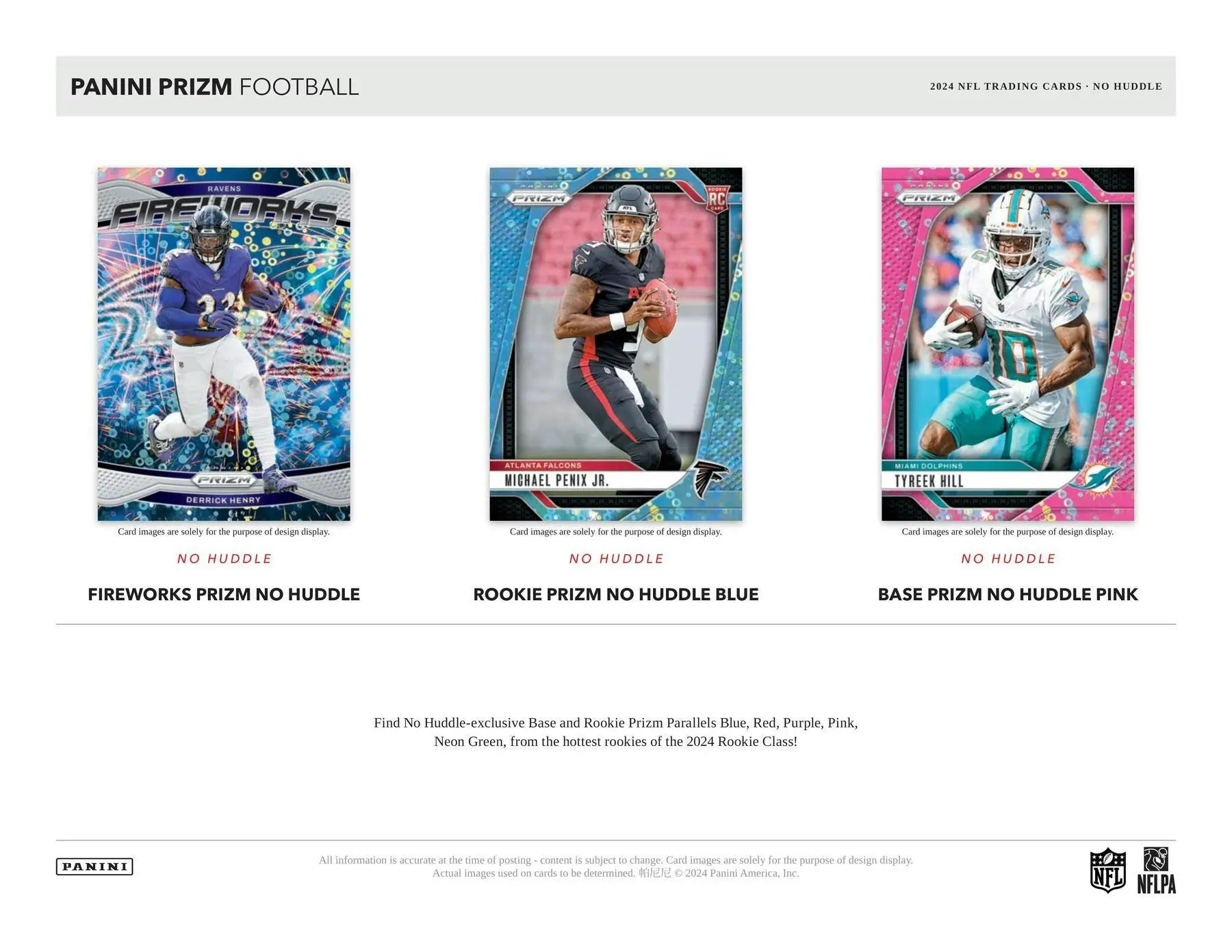 2024 Panini Prizm Football No Huddle Box showcasing three Huddle Prizm card variations