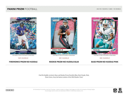 2024 Panini Prizm Football No Huddle Box showcasing three Huddle Prizm card variations