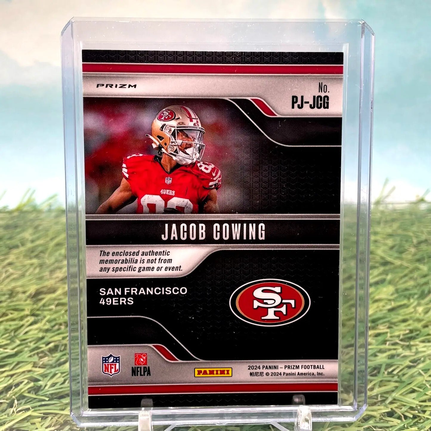 Jacob Cowing football card from 2024 Panini Prizm NFL Premier Jerseys collection