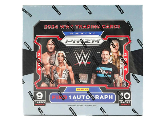 2014 WWE Prizm trading card box with black color blast and wrestling superstars on cover