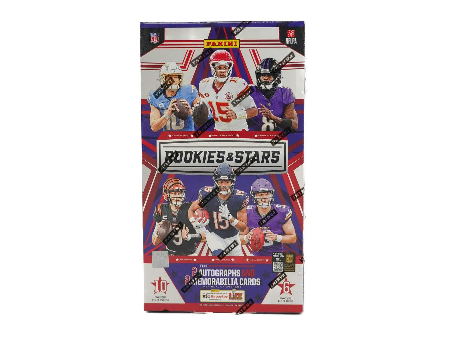 Panini Rookies & Stars Football Hobby Box featuring NFL rookie cards on cover design