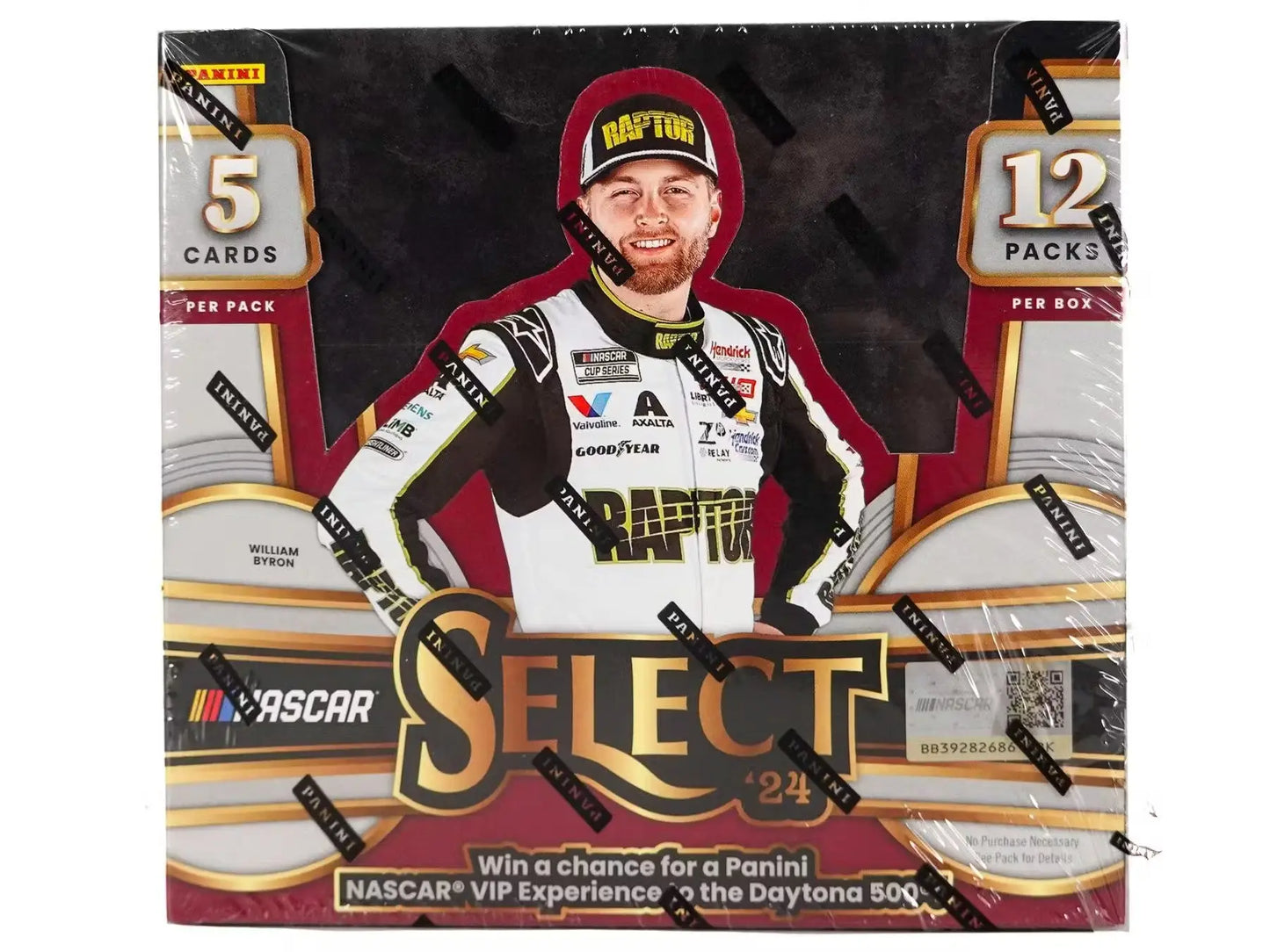 2024 Panini Select Racing Hobby Box featuring memorabilia card and driver in white and red uniform