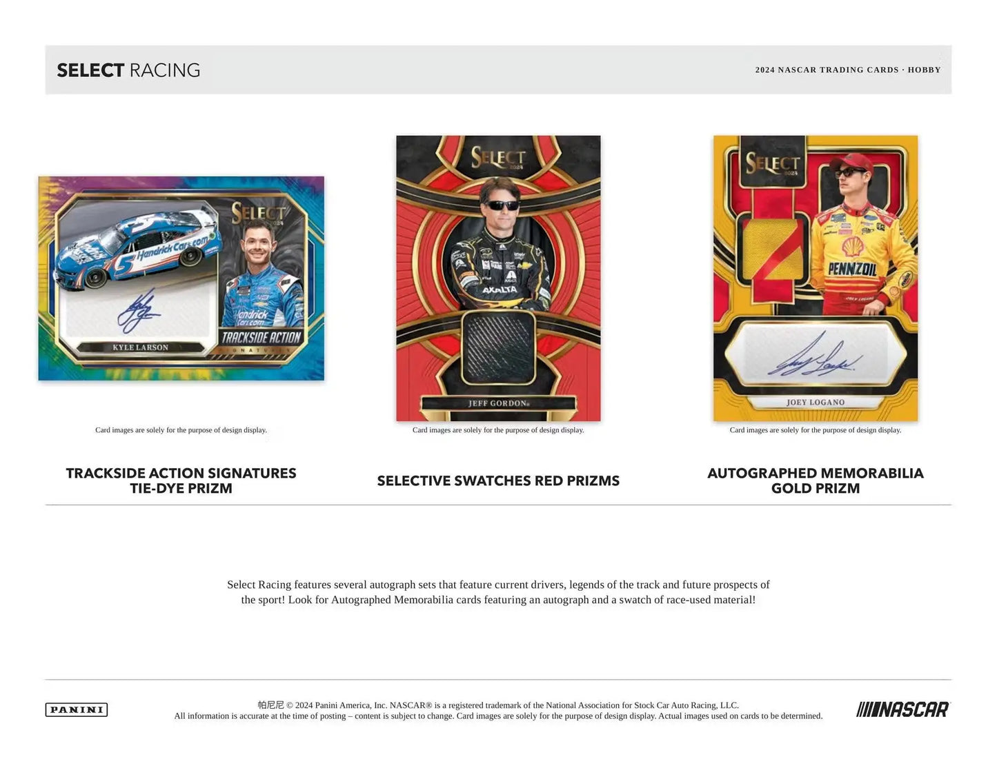 2024 Panini Select Racing Hobby Box featuring NASCAR memorabilia cards and autographs