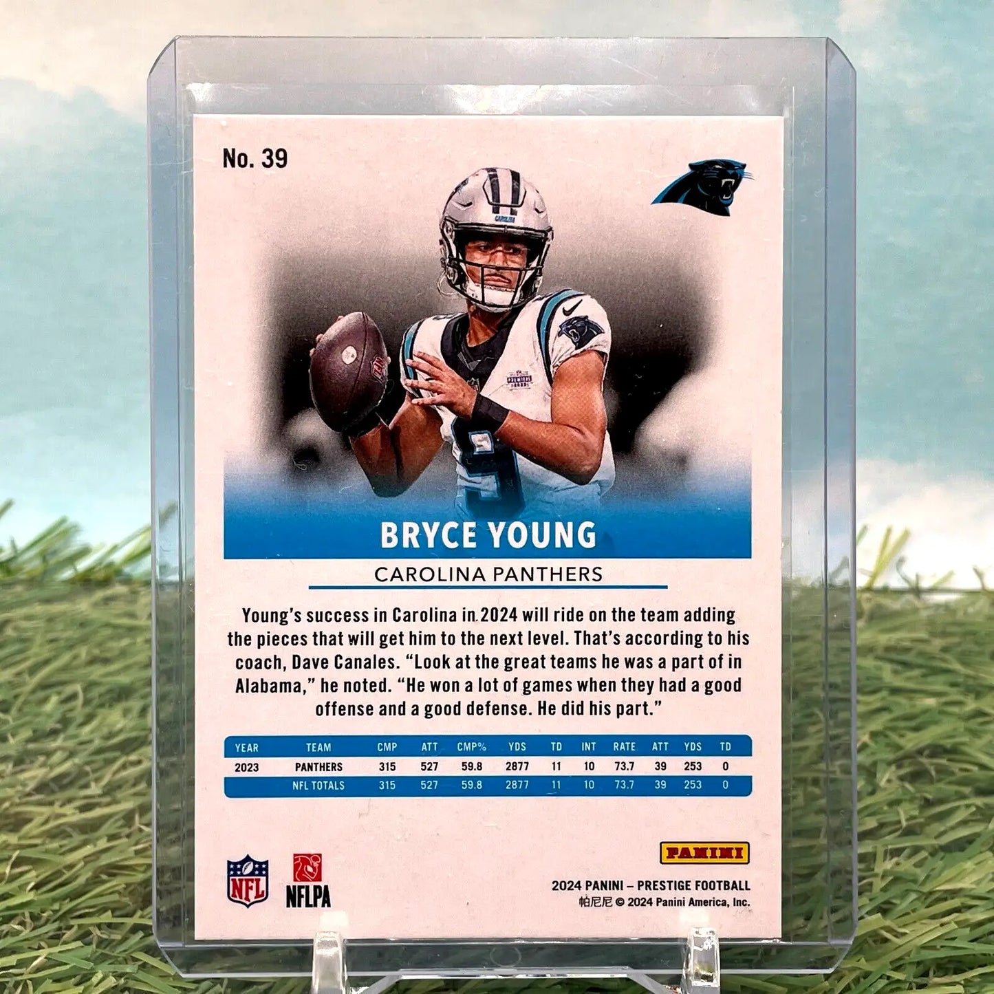 Bryce Young Prestige Football Card from 2024 Prestige Football #39 HYPER Panthers