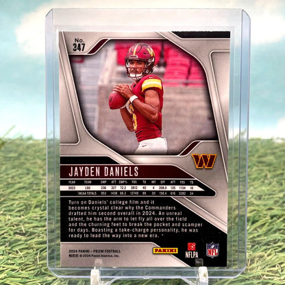 Jayden Daniels football card from 2024 Prizm Football Washington Commanders RC #347