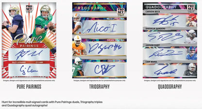 Collection of sports trading cards with player autographs from Pro Set Pure Football set