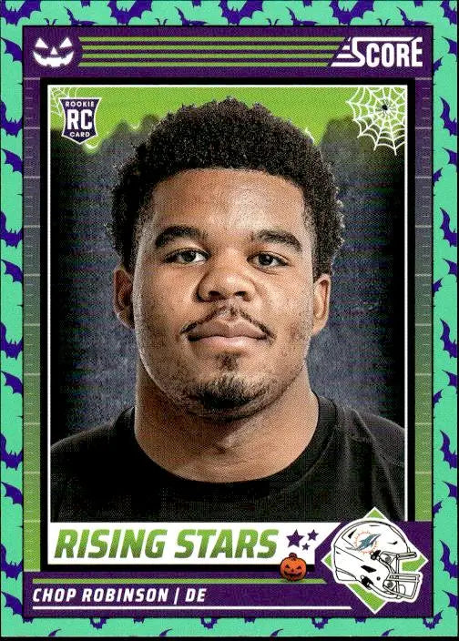 Chop Robinson NFL rookie card with green and purple border design for 2024 Score-A-Treat