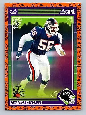 Lawrence Taylor football card from 2024 Score-A-Treat #289 with orange pumpkins design