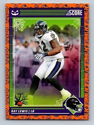 Ray Lewis football card in 2024 Score-A-Treat #290 Ray Lewis Orange Pumpkins