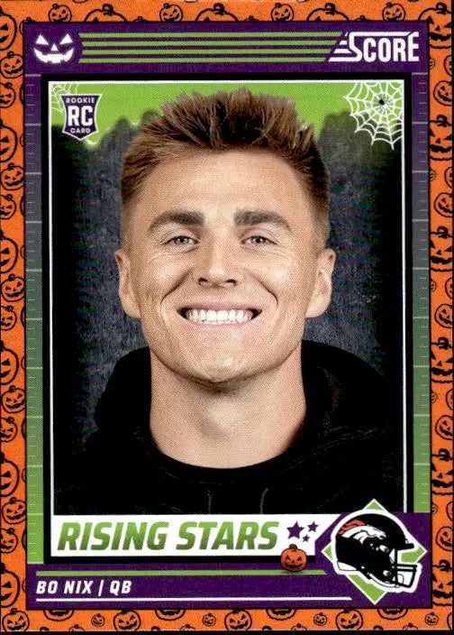 Football trading card 2024 Score-A-Treat #4 Bo Nix with Halloween-themed design