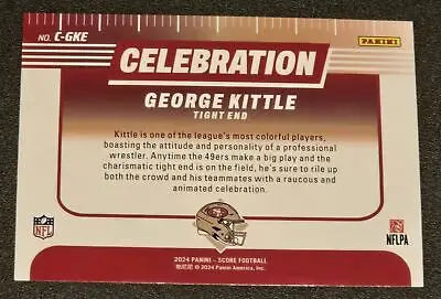 George Kittle Celebration football card from 2024 Score #C-GKE featuring George Kittle